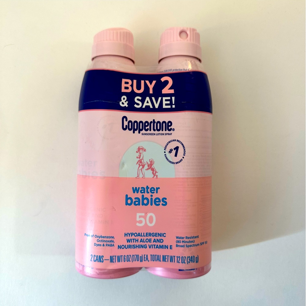 Coppertone Water Babies SPF 50 2 count NWT